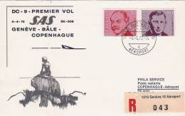 GENEVE - BALE - COPENHAGUE  /   -  Cover _ Lettera  -   DC - 9  PREMIER VOL  _ SAS - First Flight Covers