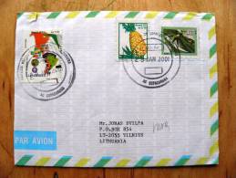 Cover Sent From Brazil To Lithuania, Map Flags Pan American Jamboree Surfing - Briefe U. Dokumente