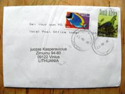 Cover Sent From South Africa RSA To Lithuania, Bird Oiseaux Fish - Covers & Documents