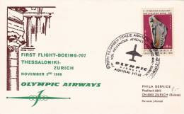 THESSALONIKI  /  ZURICH  -  Cover _ Lettera - BOEING 707 - OLYMPIC AIRWAYS - Storia Postale