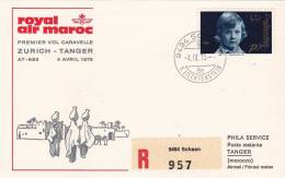 ZURICH  /  TANGER   -  Cover _ Lettera  - PREMIER VOL CARAVELLE _ ROYAL  AIR  MAROC - Eerste Vluchten