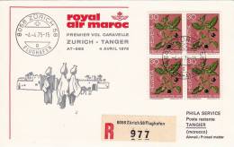 ZURICH  /  TANGER   -  Cover _ Lettera  - PREMIER VOL CARAVELLE _ ROYAL  AIR  MAROC - First Flight Covers