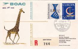 ZURICH  /  NAIROBI   -  Cover _ Lettera   _  BOAC - Eerste Vluchten