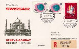GENEVA  /   BOMBAY  -  Cover _ Lettera  - DC 10 - 30  _  SWISSAIR - First Flight Covers