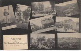 St. Gervais D'Auvergne France,Multiview Scenes Street Scenes Station Gare, C1900s/10s Vintage Postcard - Saint Gervais D'Auvergne