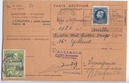 Belgique : 215 Sur Carte Récépissé Antwerpen 1928 - 1921-1925 Piccolo Montenez
