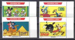 PC577 - UGANDA ,  1992 La Serie 856/859  ***  Turismo Walt Disney - Uganda (1962-...)