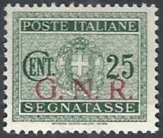 1944 RSI GNR BRESCIA SEGNATASSE 25 CENT MH * VARIETà - RSI147 - Taxe