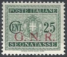 1944 RSI GNR BRESCIA SEGNATASSE 25 CENT MH * VARIETà - RSI147 - Strafport