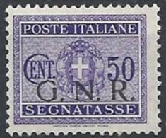 1944 RSI GNR BRESCIA SEGNATASSE 50 CENT MNH ** VARIETà - RSI148-2 - Segnatasse