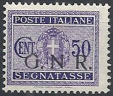 1944 RSI GNR BRESCIA SEGNATASSE 50 CENT MNH ** VARIETà - RSI148-3 - Strafport