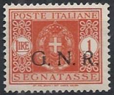 1944 RSI GNR BRESCIA SEGNATASSE 1 LIRA MNH ** VARIETà - RSI149-2 - Segnatasse