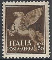 1944 RSI GNR BRESCIA I TIRATURA POSTA AEREA 50 CENT MH * - RSI131 - Luftpost