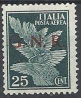 1944 RSI GNR BRESCIA II TIRATURA POSTA AEREA 25 CENT MNH ** - RSI133-3 - Correo Aéreo