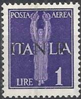 1944 RSI GNR BRESCIA II TIRATURA POSTA AEREA 1 LIRA MNH ** - RSI133 - Correo Aéreo