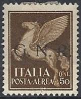 1944 RSI GNR BRESCIA I TIRATURA POSTA AEREA 50 CENT MH * VARIETà - RSI135 - Luftpost