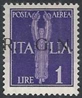 1944 RSI GNR BRESCIA I TIRATURA POSTA AEREA 1 LIRA MH * VARIETà - RSI136 - Luftpost