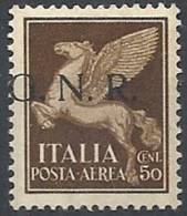 1944 RSI GNR BRESCIA I TIRATURA POSTA AEREA 50 CENT MNH ** VARIETà - RSI136 - Airmail