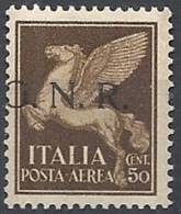 1944 RSI GNR BRESCIA I TIRATURA POSTA AEREA 50 CENT MNH ** VARIETà - RSI136-2 - Poste Aérienne