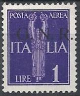 1944 RSI GNR BRESCIA I TIRATURA POSTA AEREA 1 LIRA MNH ** VARIETà - RSI136-2 - Correo Aéreo