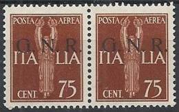 1944 RSI GNR BRESCIA I TIRATURA POSTA AEREA 75 CENT MNH ** VARIETà - RSI137-2 - Luchtpost