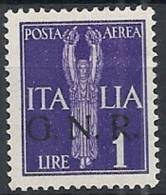 1944 RSI GNR VERONA POSTA AEREA 1 LIRA MNH ** - RSI127-4 - Luftpost