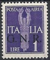 1944 RSI GNR VERONA POSTA AEREA 1 LIRA MNH ** - RSI128-6 - Poste Aérienne