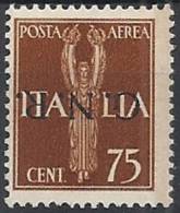 1944 RSI GNR VERONA POSTA AEREA 75 CENT MNH ** VARIETà - RSI129 - Poste Aérienne