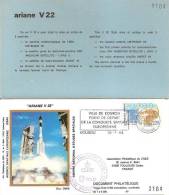 ARIANE V22  Jeu De 4 Enveloppes AP CNES + Pochette Bleue - Europe