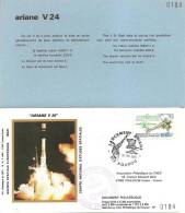 ARIANE V24  Jeu De 3 Enveloppes AP CNES + Pochette Bleue - Europe