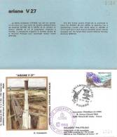 ARIANE V27  Jeu De 3 Enveloppes AP CNES + Pochette Bleue - Europe