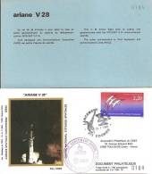 ARIANE V28  Jeu De 2 Enveloppes AP CNES + Pochette Bleue - Europe