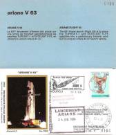 ARIANE V63  Jeu De 3 Enveloppes AP CNES + Pochette Bleue - Europe