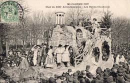 Paris 75  Mi-Carême 1907   Le Char Du XIX Eme Arrondissement  Les Buttes Chaumont - Lots, Séries, Collections