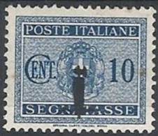 1944 RSI SEGNATASSE 10 CENT MH * VARIETà SOPRASTAMPA IN BASSO - RSI115 - Taxe