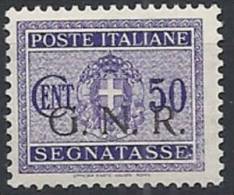 1944 RSI GNR BRESCIA I TIRATURA SEGNATASSE 50 CENT MNH ** - RSI113-10 - Segnatasse