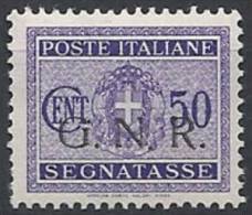 1944 RSI GNR BRESCIA I TIRATURA SEGNATASSE 50 CENT MNH ** VARIETà - RSI113-12 - Postage Due