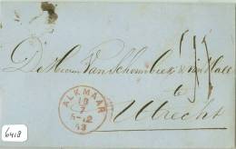 KOMPLETE HANDGESCHREVEN VOUWBRIEF Uit 1853 Van ALKMAAR Naar UTRECHT (6418) - Storia Postale