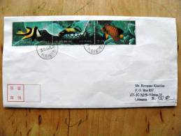 Cover Sent From China To Lithuania, Animals Fishes - Briefe U. Dokumente