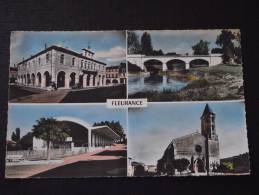 FLEURANCE (Gers) - Multivue - Halles Centrales Et Mairie - Pont Du Gers - Nouvelle Halle - Façade De L'Eglise - Ecrits - Fleurance