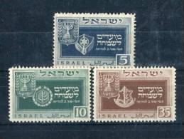 Israel 1949. Yvert 18-20 * MH. - Nuovi (senza Tab)