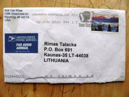 Cover Sent From USA To Lithuania, Landscape Mountains - Storia Postale