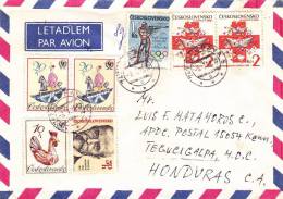 Cover Ceskolovenko To Honduras 1993 ( Albertville ,Rooster And Red Cross Stamp) - Cartas & Documentos