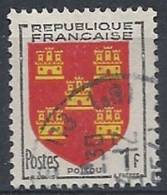 1953 FRANCIA USATO STEMMI DI PROVINCE FRANCESI 1 F - FR596 - 1941-66 Escudos Y Blasones