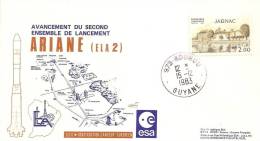 ELA 2 AVANCEMENT DES TRAVAUX Enveloppe Illustrée Oblitération KOUROU Du 15/12/1983 - Europe