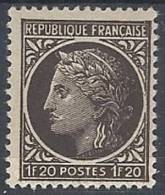 1945-47 FRANCIA CERERE CON ALLORO 1,20 F MH * - FR567 - 1945-47 Cérès Van Mazelin