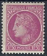 1945-47 FRANCIA CERERE CON ALLORO 1,50 F MH * - FR567 - 1945-47 Ceres (Mazelin)