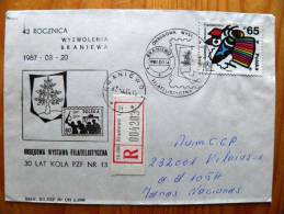 Cover Sent From Poland To Lithuania USSR, 1987 Registered Braniewo, Philatelic Exhibition Special Cancel - Storia Postale