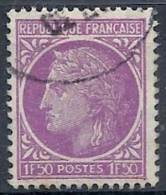 1945-47 FRANCIA USATO CERERE CON ALLORO 1,50 F - FR567 - 1945-47 Cérès Van Mazelin