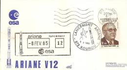 ARIANEV12 Enveloppe Illustrée + Cachet Officiel Oblitération KOUROU Du 8/2/1985 - Europe